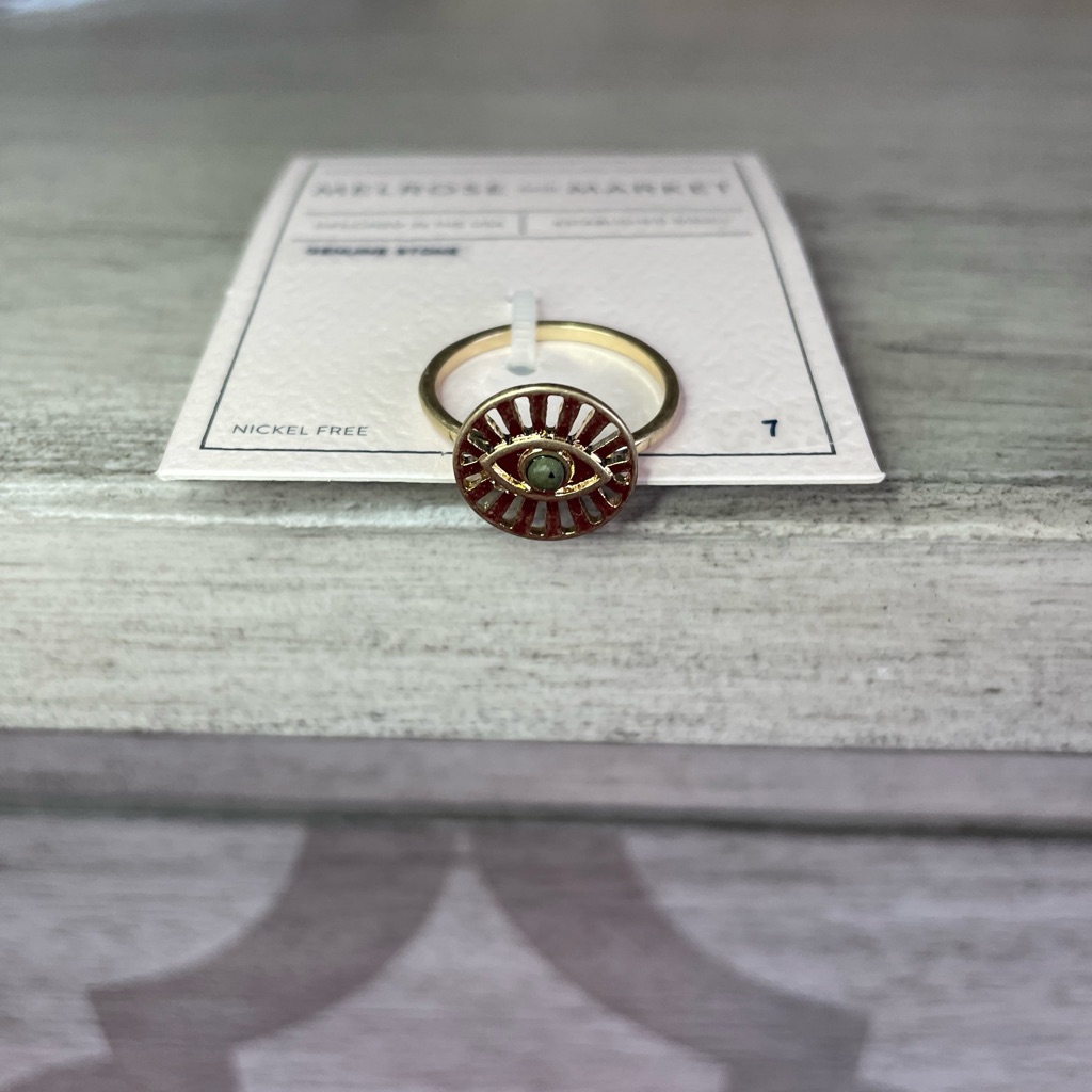 Melrose And Market Evil Eye Genuine Stone Ring - Gold - Size 7 10$